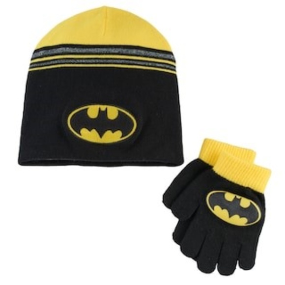 DC COMICS BATMAN TODDLERS BOY/'S WINTER BEANIE CAP /& MITTEN SET NWT